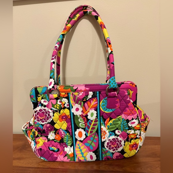 Vera Bradley Colorful Floral Va Va Bloom Satchel Shoulder Frame Bag - Picture 6 of 10